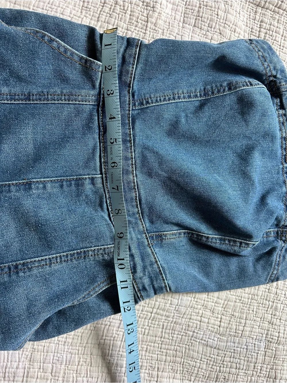 Sincerly Jules Blue Denim Fitted Flare Bottom Jean Overalls Front Seam Size XS - Picture 11 of 12